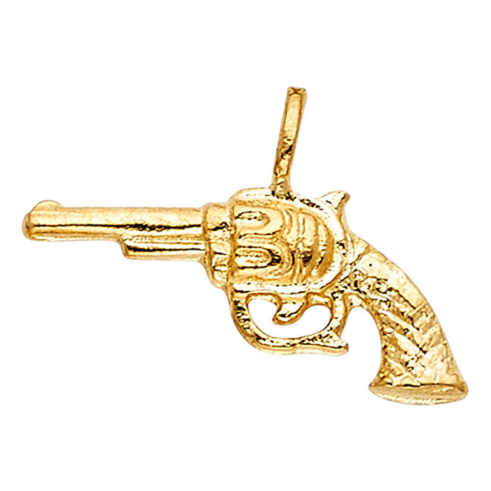 14k Yellow Gold Revolver Gun Pendant Firearm Sidearm Pistol Cowboy Western Charm