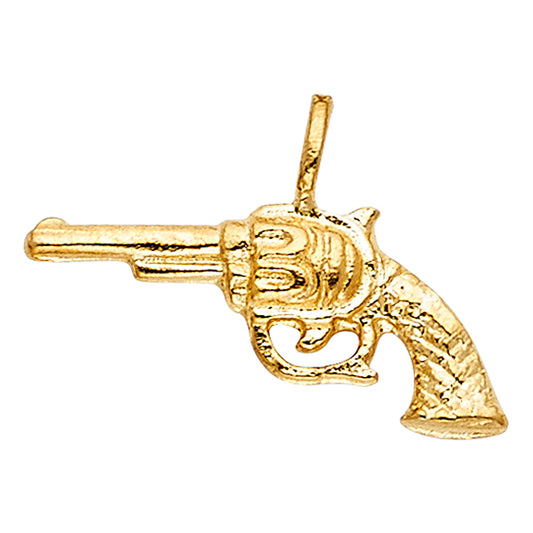 14k Yellow Gold Revolver Gun Pendant Firearm Sidearm Pistol Cowboy Western Charm
