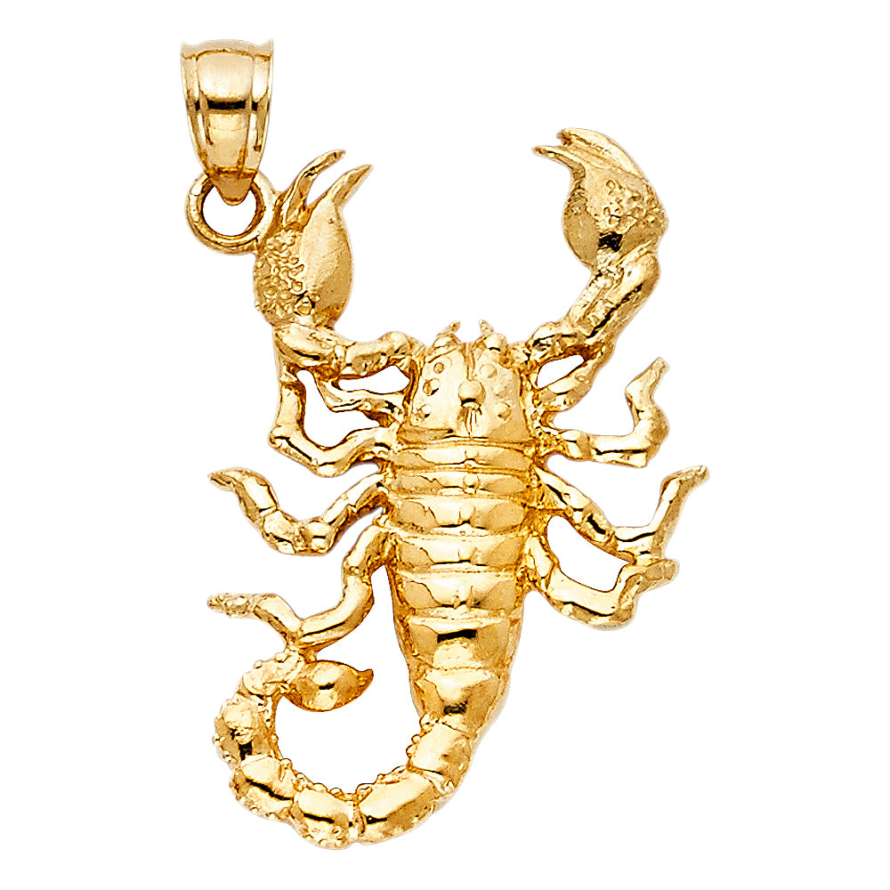 14k Yellow Gold Killing Sting Deadly Scorpion Pendant Scorpio Sign Scary Charm