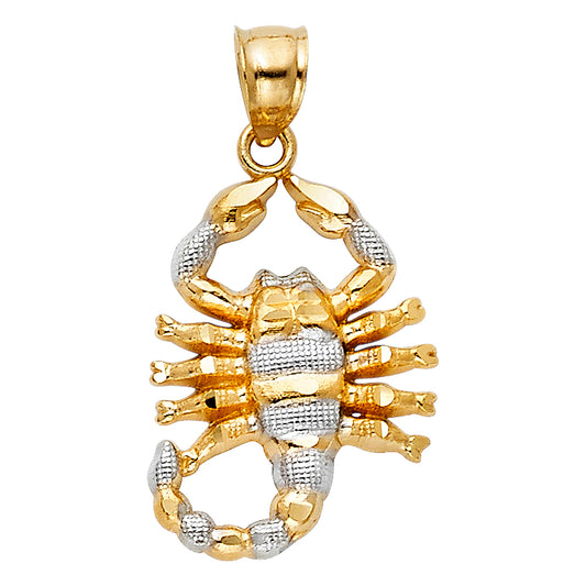 14k Two-Color Gold Creepy Crawling Night Scorpion Pendant Scorpio Symbol Charm