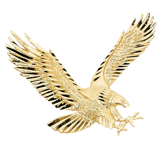 14k Yellow Gold Flying American Bald Eagle Pendant Majestic Bird Charm
