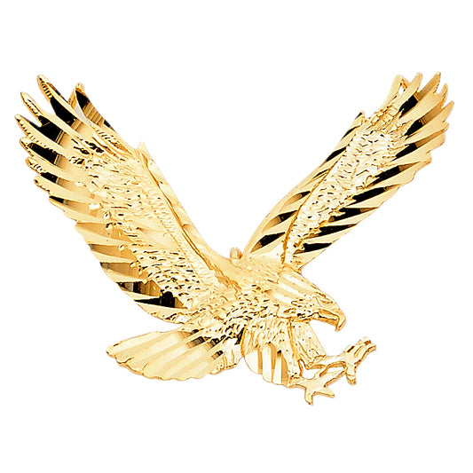 14k Yellow Gold Majestic American Eagle Pendant Bravery Charm