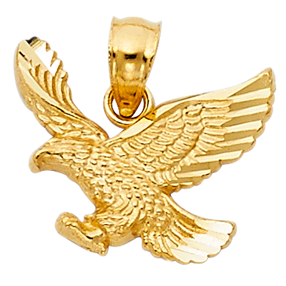 14k Yellow Gold Spiritual Soaring American Eagle Pendant Symbol of Hope Charm
