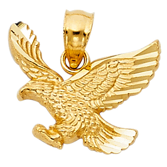 14k Yellow Gold Spiritual Soaring American Eagle Pendant Symbol of Hope Charm
