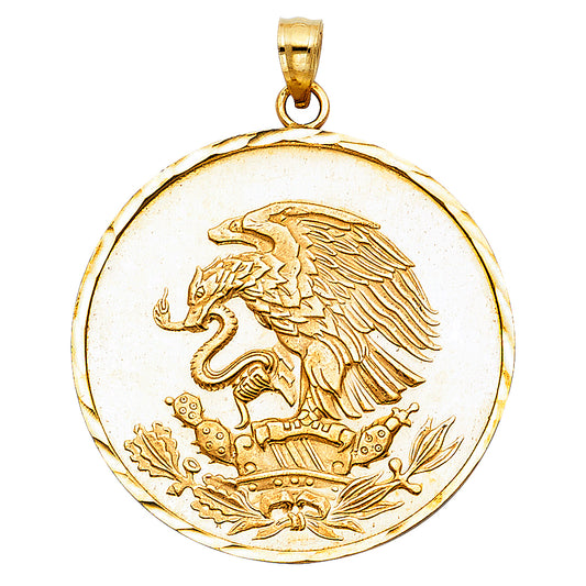 14k Yellow Gold Escudo Nacional de México National Shield of Mexico Pendant