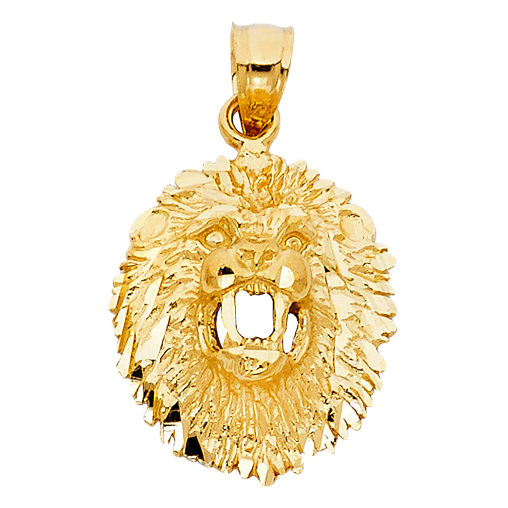 14k Yellow Gold Magnificent Beast 3D Lion's Head Pendant