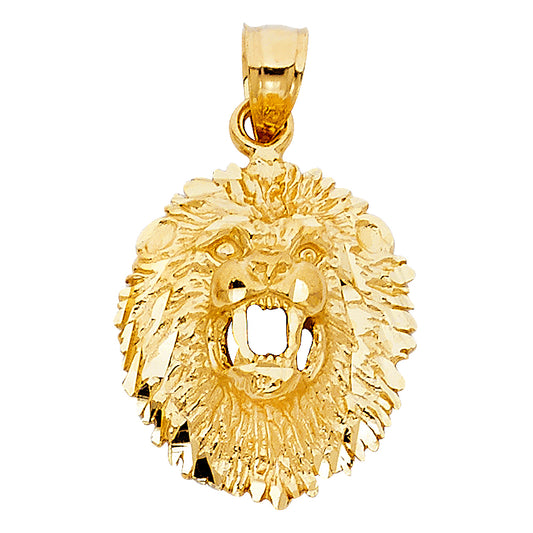 14k Yellow Gold Magnificent Beast 3D Lion's Head Pendant