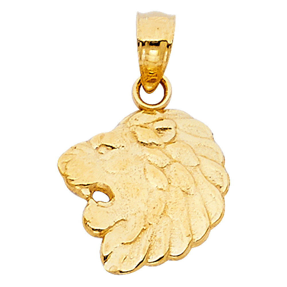 14k Yellow Gold African Lion King of the Jungle Pendant Diamond-Cut Charm