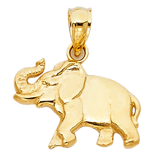 14k Yellow Gold Good luck Elephant with Trunk Up Pendant Gift Charm