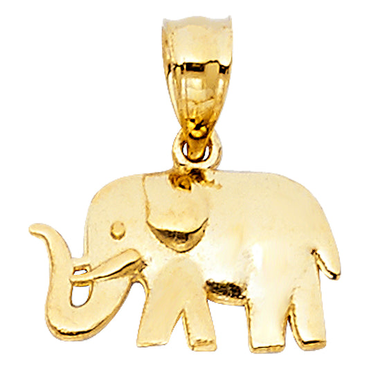14k Yellow Gold Trunk Up Lucky Elephant Pendant Shiny Graduation Gift Charm