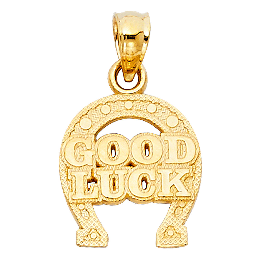 14k Yellow Gold Good Fortune Luck Horseshoe Pendant Lucky Superstition Charm