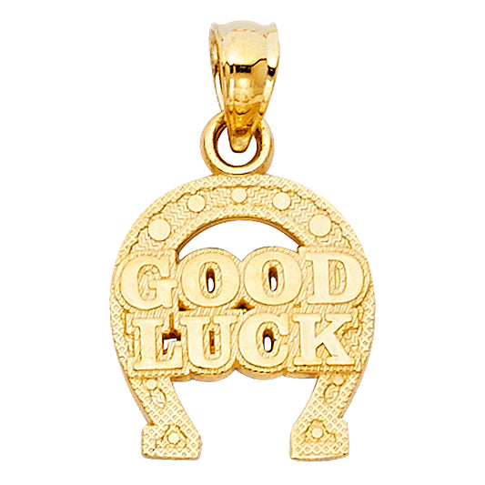 14k Yellow Gold Good Fortune Luck Horseshoe Pendant Lucky Superstition Charm