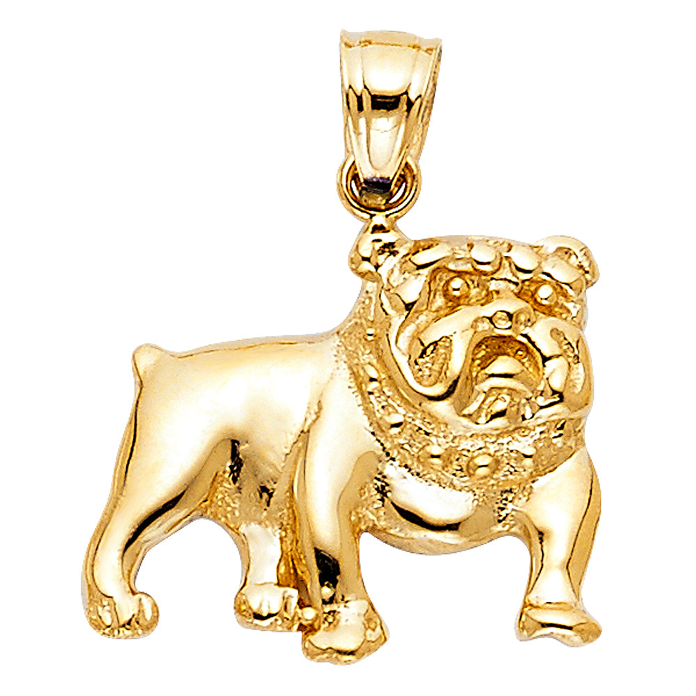 14k Yellow Gold Muscular French English Bulldog Pendant High Polished Charm