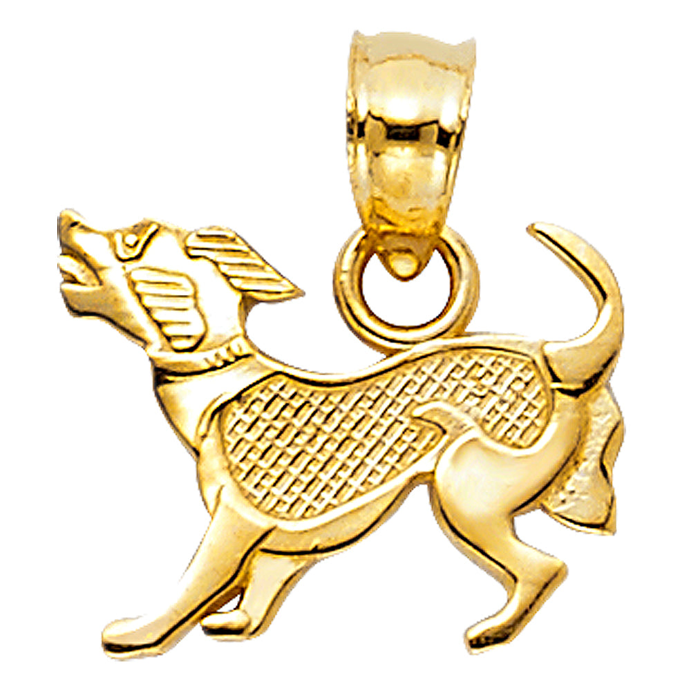 14k Yellow Gold Puppy Love Playful Terrier Pendant First Pet Happy Canine Charm