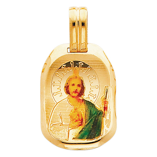 14k Yellow Gold Saint Jude Thaddeus Pendant Christian Saint Apostle Charm