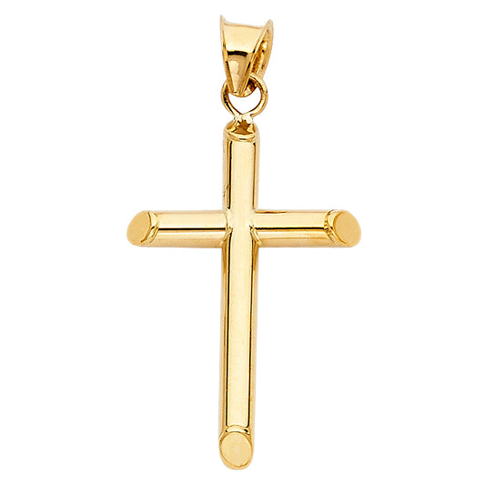 14k Yellow Gold Classic Christian Symbol Pendant Cross Elegant Shiny Charm