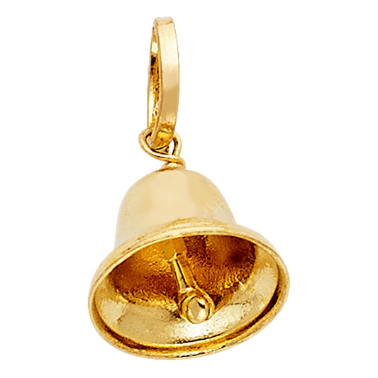 14k Yellow Gold Simple Bell Pendant High Polished Shiny Dangling Hanging Charm