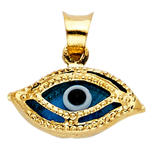 14k Yellow Gold Ornate Egyptian Evil Eye Pendant All Seeing Mosaic Charm
