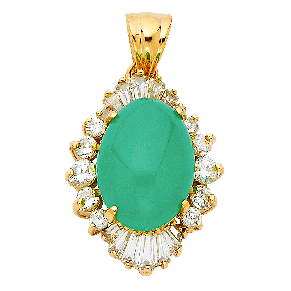 14k Yellow Gold Elegant Vintage Oval Pendant Burst Halo Charm