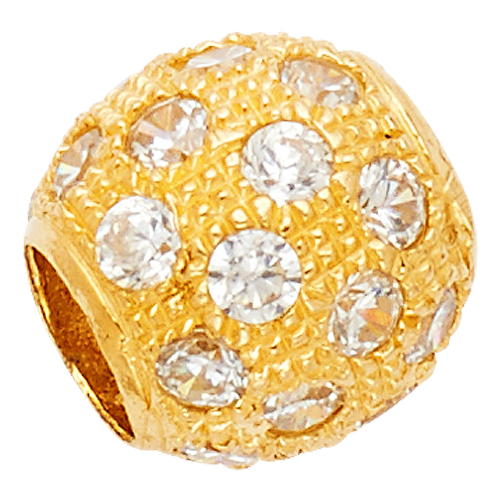 14k Yellow Gold Floating Design Sphere Pendant Elegant Diamond-Cut Charm