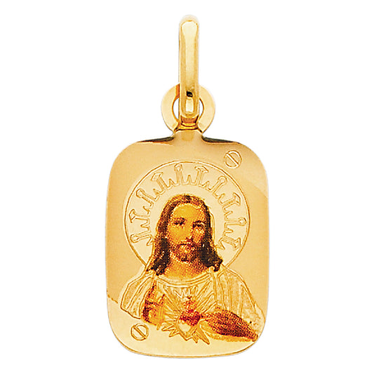 14k Yellow Gold Traditional Medallion Pendant Jesus Christ High Polish Charm