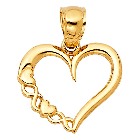 14k Yellow Gold Forever Love Infinity Heart Pendant Perfect Romantic Charm