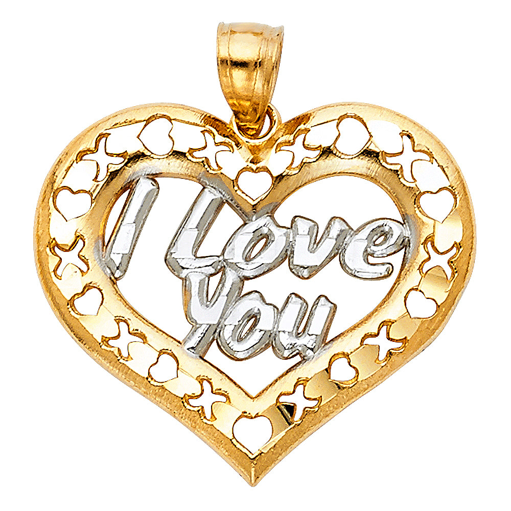 14k Yellow Gold Hugs and Kisses I Love You Heart Pendant Anniversary Wife Charm