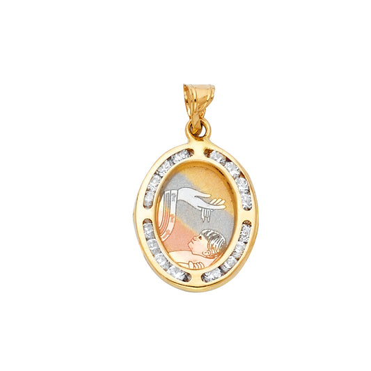 14k Yellow Gold Baptism Medallion Pendant Gift Sacrament High Polished Charm