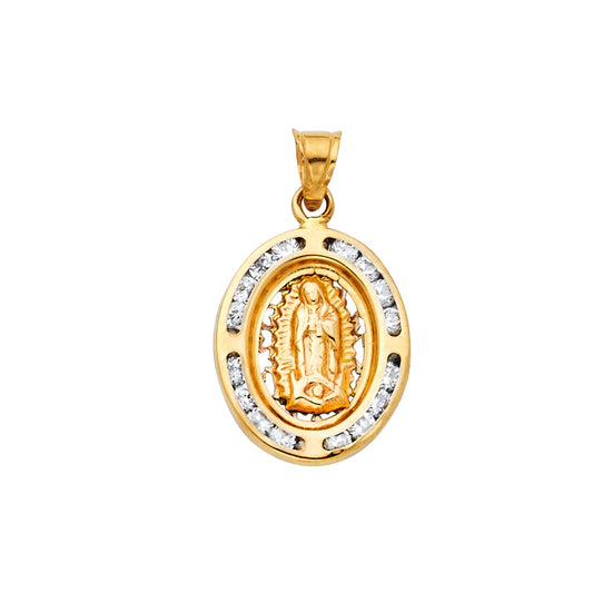 14k Yellow Gold Our Lady of Guadalupe Pendant Catholic Faith Religious Charm