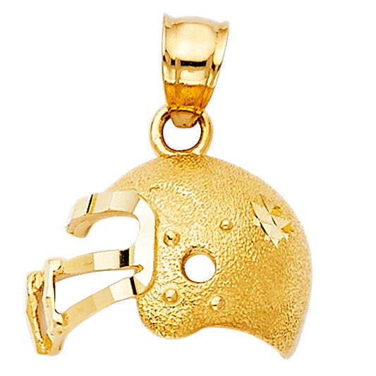 14k Yellow Gold Football Helmet Pendant Team Sports Athlete Fashion Charm