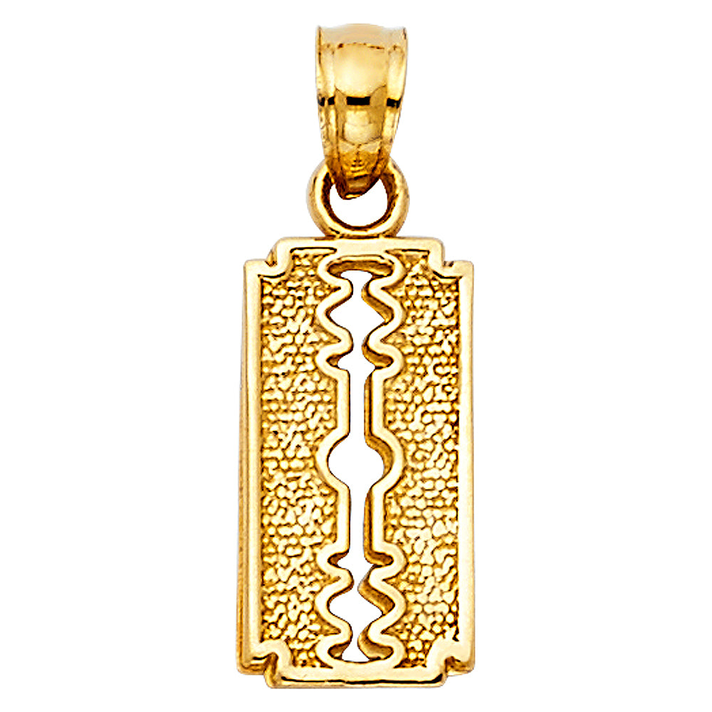 14k Yellow Gold Vintage Keyhole Pendant Key Cutout Texture Unique Charm