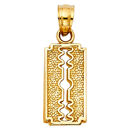 14k Yellow Gold Vintage Keyhole Pendant Key Cutout Texture Unique Charm
