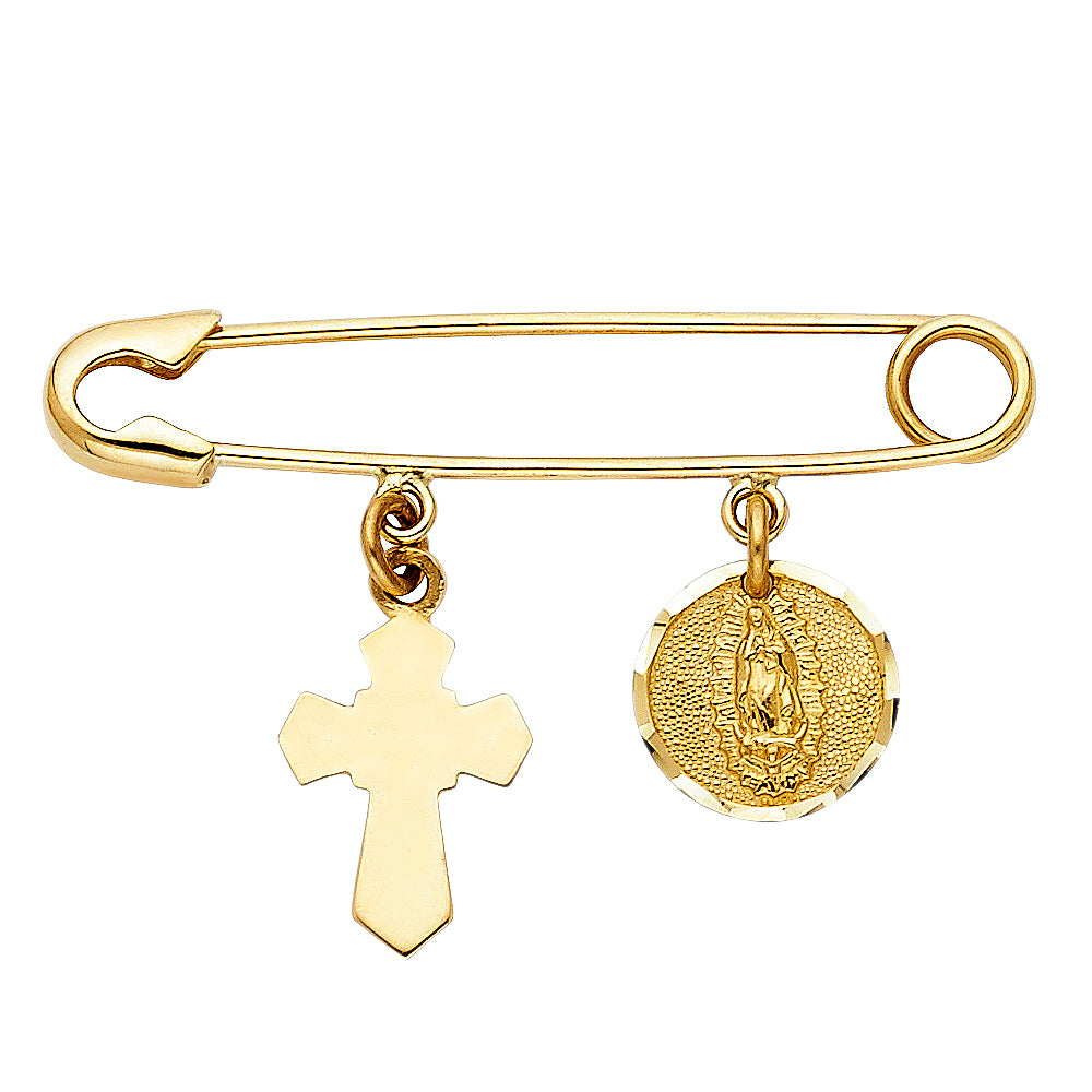 14k Yellow Gold Vintage Hang on Safety Pin Pendant Clip Charm