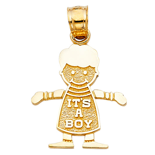 14k Yellow Gold It's A Boy Gift Pendant Baby Shower Mommy High Polished Charm