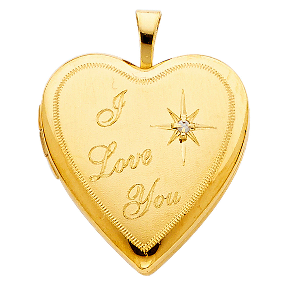 14k Yellow Gold Romantic Anniversary I Love You Pendant Locket Opening Charm