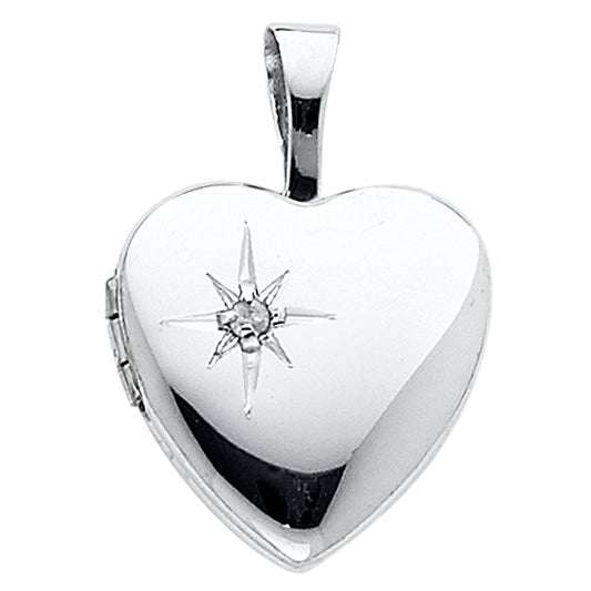 14k Yellow Gold Always And Forever Heart Shaped Locket Pendant Sparkling Charm