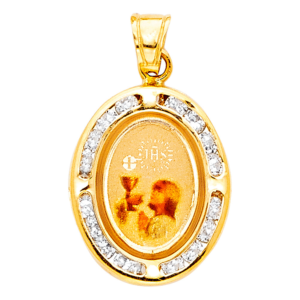 14k Yellow Gold First Holy Communion Pendant Cross Medallion JHS Vintage Charm