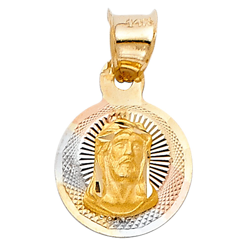 14k Tri-Color Gold Loving Father Sacrifice Christ Crucified Medallion Pendant