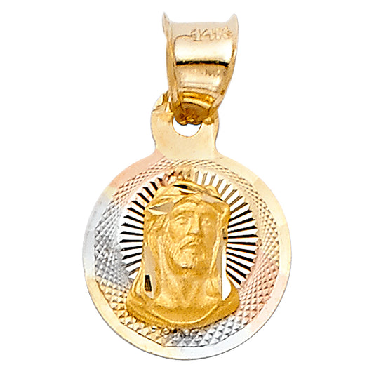 14k Tri-Color Gold Loving Father Sacrifice Christ Crucified Medallion Pendant