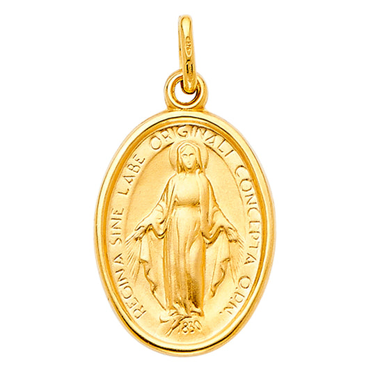 14k Yellow Gold Oren Por Nosotros Reina Concebida Sin Pecado Original Pendant