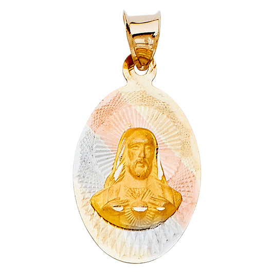 14k Tri-Color Gold Jesus Christ Son of God Pendant Charm