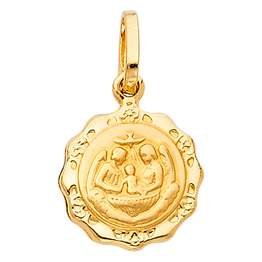 14k Yellow Gold Christ Catholic Medallion Pendant Christian Baptism Charm