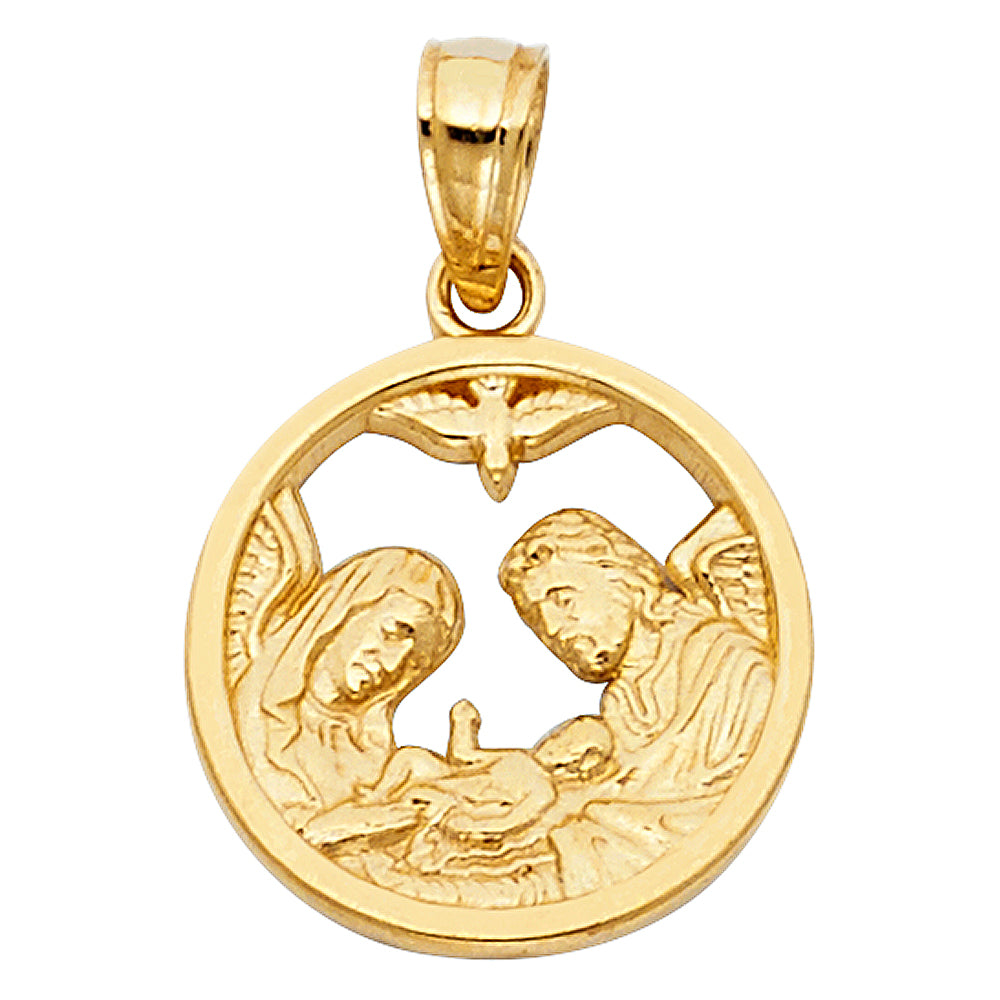 14k Yellow Gold Holy Spirit Baptism Ceremony Pendant Catholic Angel Love Charm