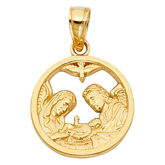 14k Yellow Gold Holy Spirit Baptism Ceremony Pendant Catholic Angel Love Charm