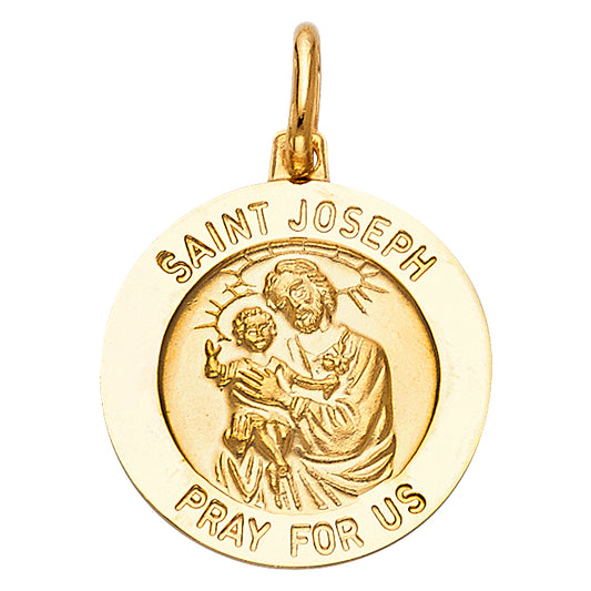 14k Yellow Gold Saint Joseph Pendant Catholic Pray for Us Child of God Charm