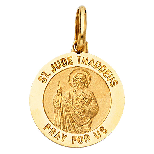 14k Yellow Gold Saint Jude Thaddeus Pendant Faith Hope Love High Polish Charm