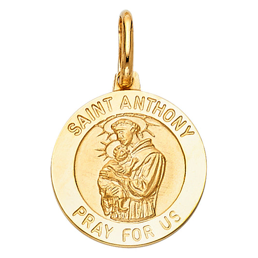 14k Yellow Gold Saint Anthony Pendant Pray for Us High Polish Holy Spirit Charm