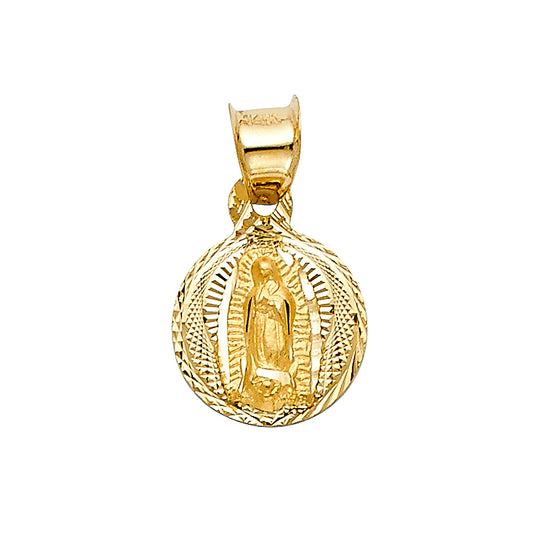 14k Yellow Gold Our Lady of Guadalupe Pendant God Virgin Mary Christian Charm