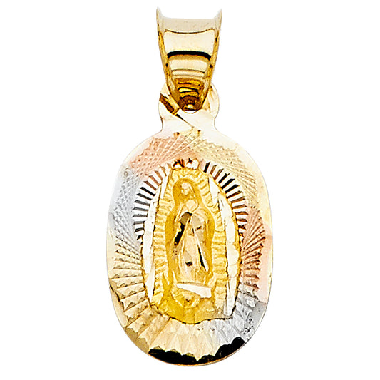 14k Tri-Color Gold Nuestra Señora de Guadalupe Medal Pendant Mary Catholic Charm