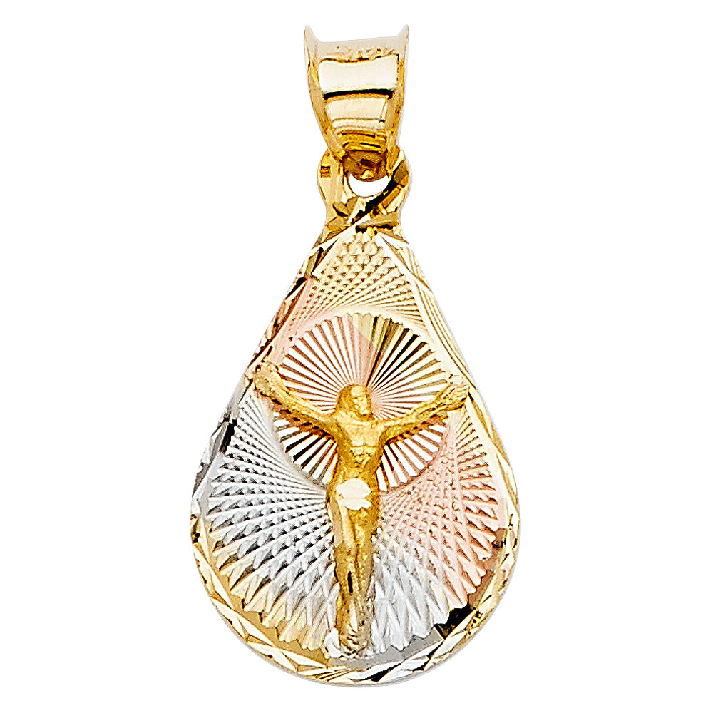 14k Tri-Color Gold Jesus Christ King of Kings Lord of Lords Pendant Roman Charm